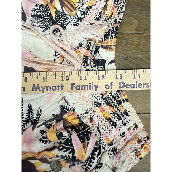 Women's High Rise Tropical Vacay Pants XL Multicolor Lightweight Elastic Waist W - Picture 9 of 10